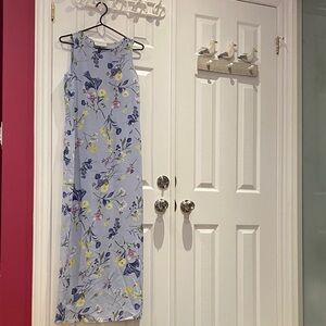 Elegant Floral Blue Maxi Dress